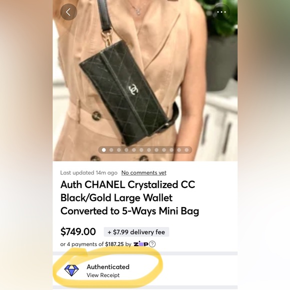 Auth CHANEL Crystalized CC Black/Gold Large Wallet Converted to 5-Ways Mini Bag - Picture 2 of 16